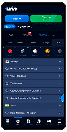 1win cricket betting